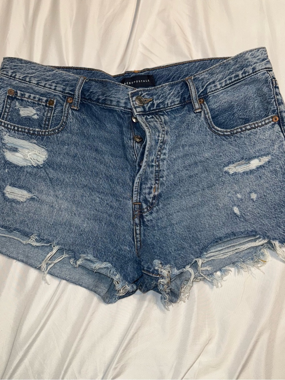 Aeropostale Light Blue Distressed Denim Cutoff Shorts